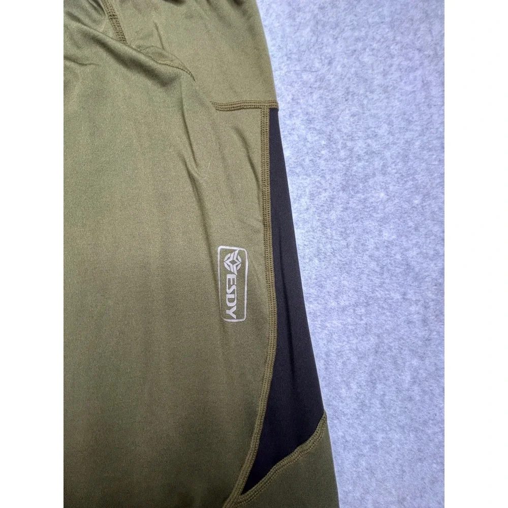 ESDY Mens Tactical Thermal Base Layer Set Olive Green Fleece Lined Large